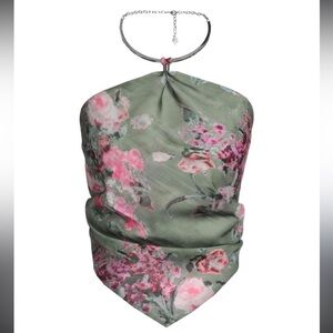 Blumarine Floral Camisole in Green and Pink